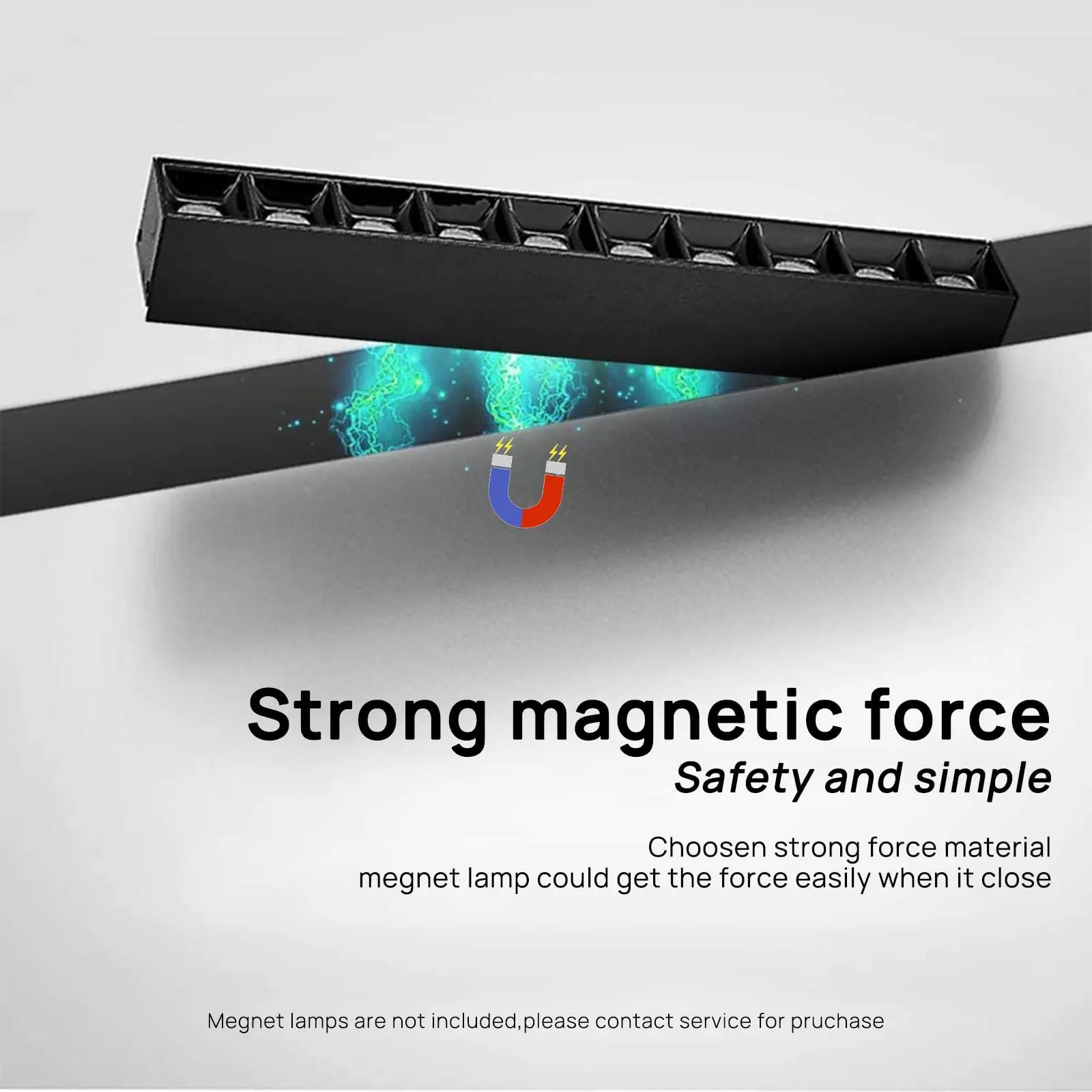 New Modern 220V Dimming Track Grille Flood Light Wall Washer Magnetic Track Light system Magnet LED Track Light Magnetic Rail