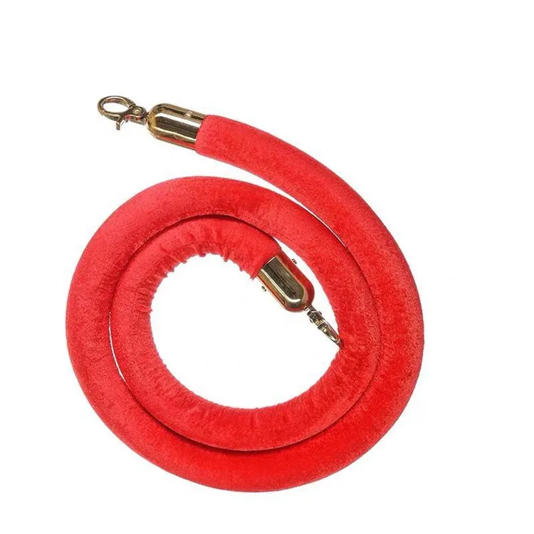 Gold and Silver Crowd Control Stanchion Posts with Red Velvet Rope for Hotel Party and Event Barriers