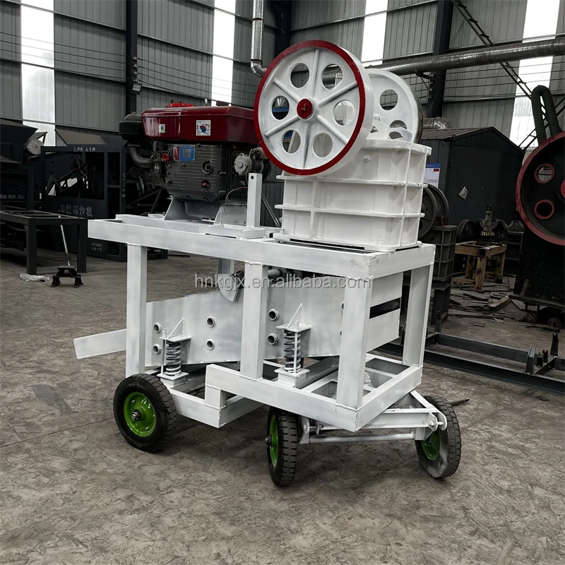 Jaw crusher 15t/H ore rock crusher Mobile diesel engine jaw crusher