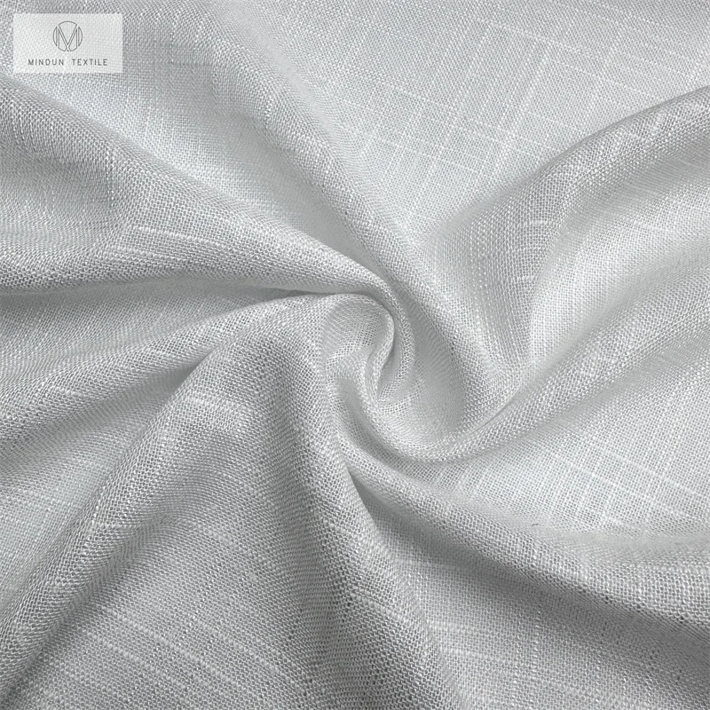 Mindun Factory Supply Cost-effective Linen Slub Style Transparent Tulle Sheer Voile Curtains For The Living Room