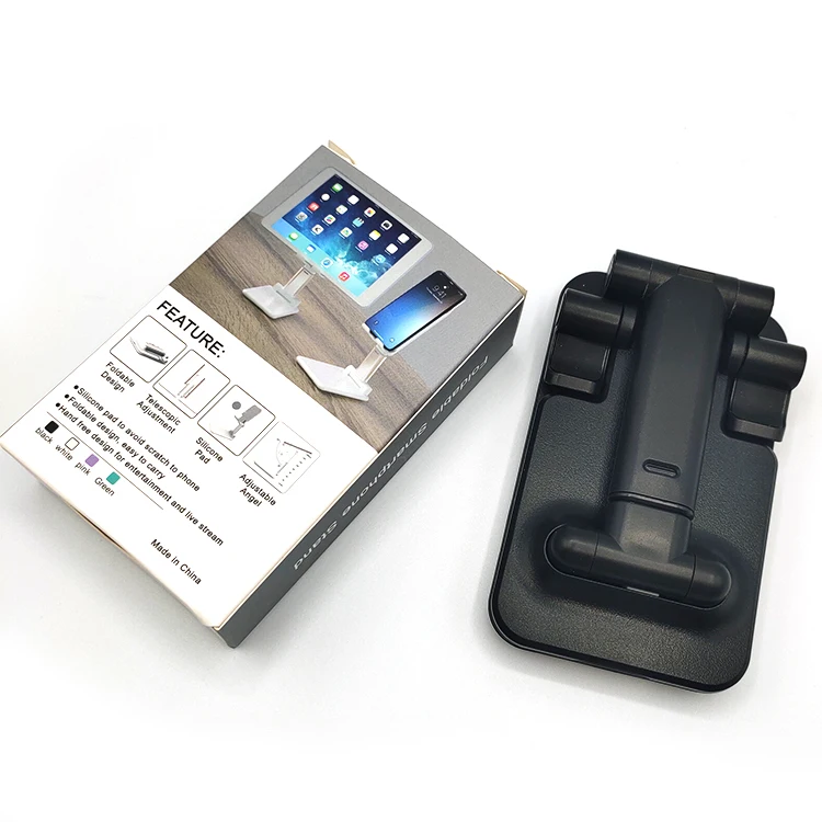 Universal Foldable Desk Portable Adjustable Mobile Phone Holder Stand Desktop Flexible Folding Plastic Smart Cell Phone Bracket