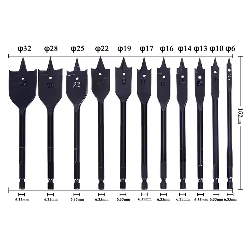 11Pcs 6-32mm Factory High Quality Center Point Flat Wood Spade Boring Drill Bits For wood drilling