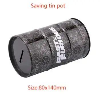 Fashionable hot sale saving tin pot Round retro fast furious coin tins