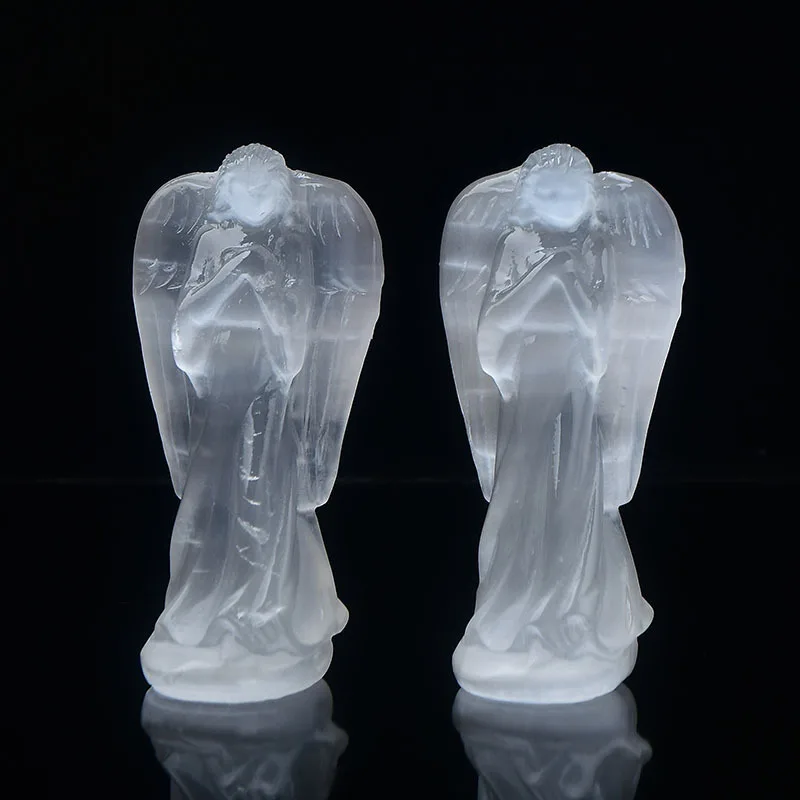 Natural crystal Selenite Moroccan Angel gypsum stone sculpture like quartz carved lovely white gypsum angel