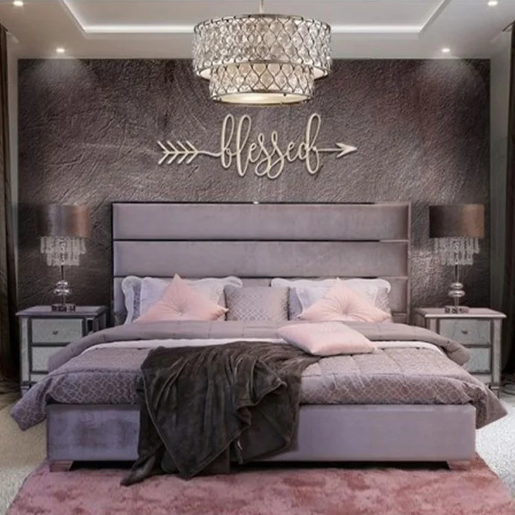 king size hot sale latest modern cheap high bed tufted strip luxury brown leather bed bedroom set