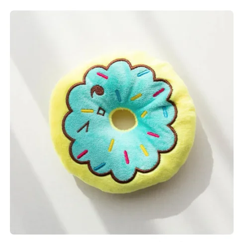 Stuffed Dog Toy Donut Shape Pet Teething Toy Puppy Dog Plush Stuffed Toy