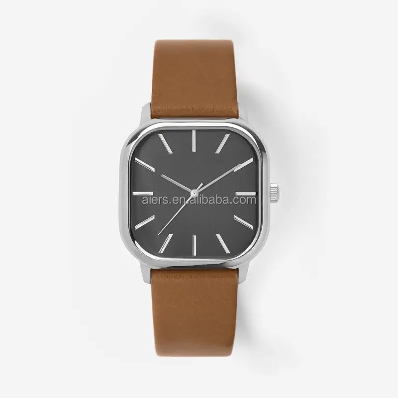 Fashion golden square quartz watch fashion design unisex watch stainless steel back cover 30M waterproof for male