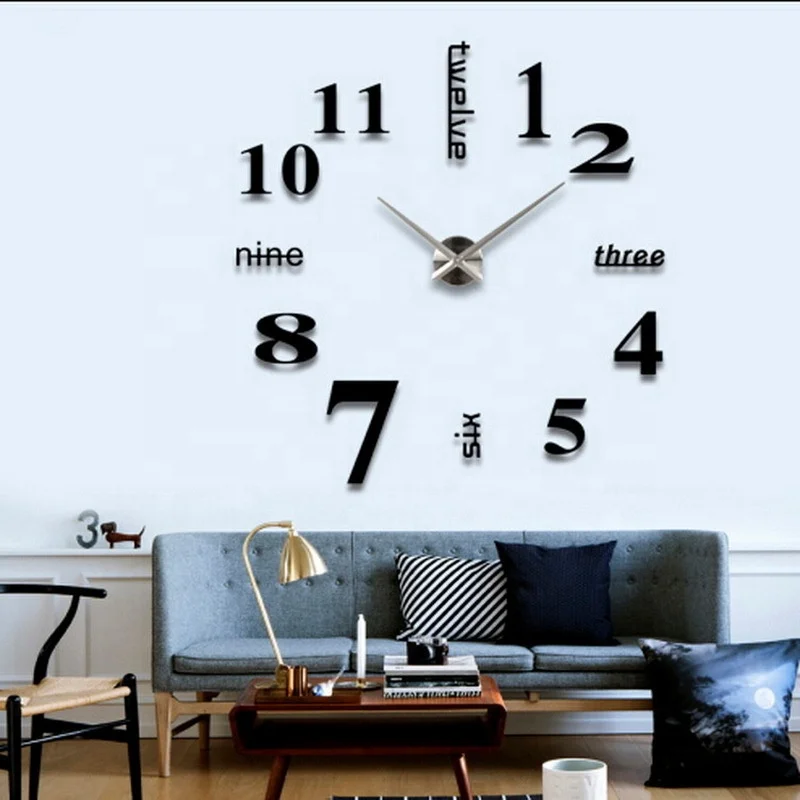 
European-Style Spanish Silent Clock Creative DIY Wall Clock Oversized Number Art Clock 