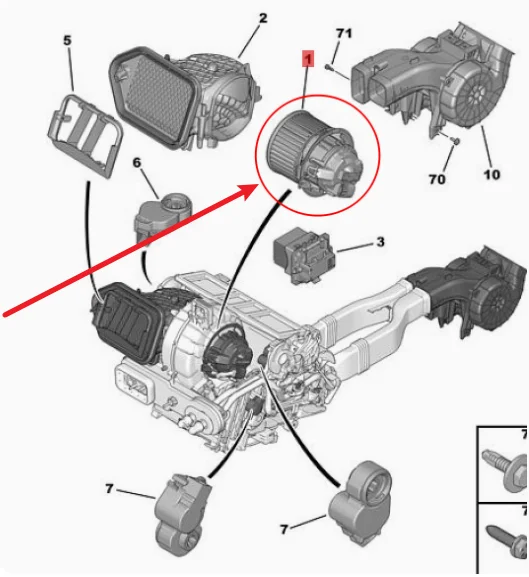 Auto Parts C5 Blower Fan OE 6441S3 6441EA for Peugeot 508 Citroen C5 C6 AEOLUS A9