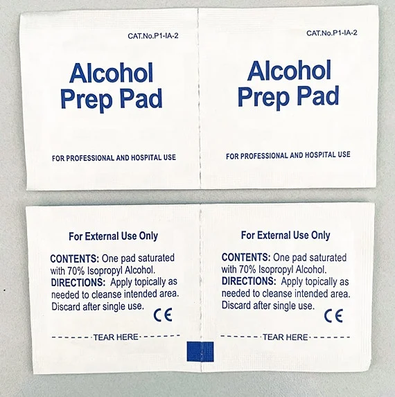 OEM медицинские нетканые 70% изопропиловые спиртовые влажные салфетки для дезинфекции спирта