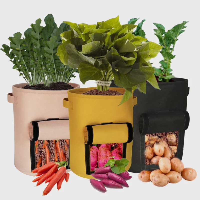 
Vegetable Potato Growing Bag/ Felt Grow Bags with Handle Garden Fabric Growing Planting Bag 