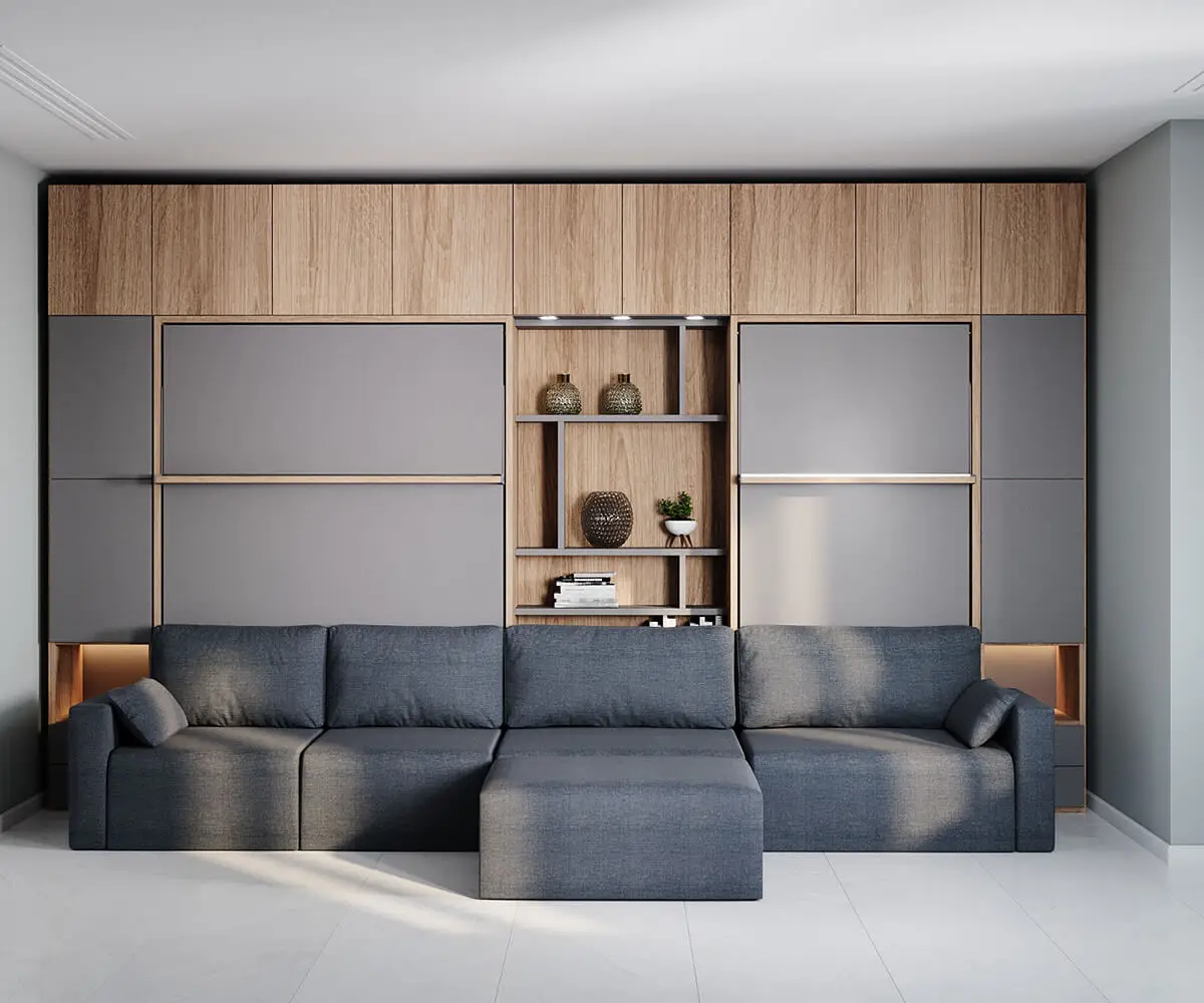 Space Saving Home Furniture queen size double wall bed folding murphy bed