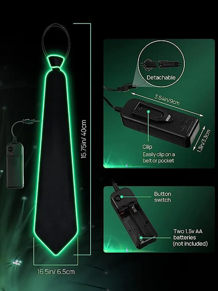 Flashing EL Wire Tie-Led Party Neon Light Neck Tie Bowtie party Decoration for Halloween Christmas Birthday Wedding