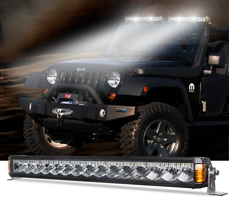 Newest design barra de luces led single 52 inch waterproof offroad car drl led roof light bar with side light turn signal