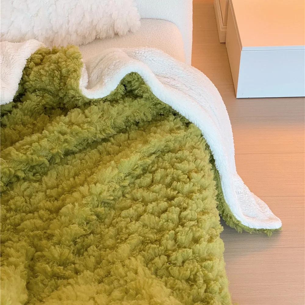 Wholesale Winter Mink Faux Fur Throw Light Jacquard Flannel Blanket Baby Ripple Blanket Korea For Bedding Home New House