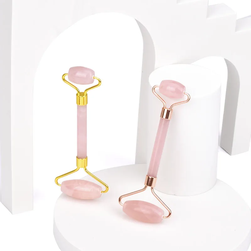 Fashions Women Gifts Face Lifting  Jade Roller And Gua Sha Tool Set Pink Rose Quartz Facial Massage Jaderoller GuaSha stone Set