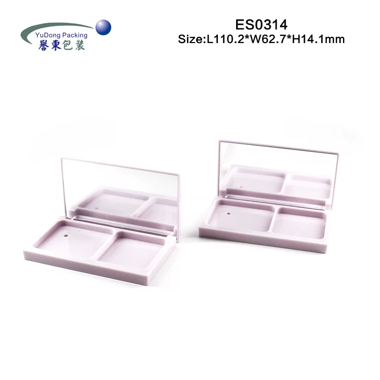 Unique brand decorated mirror 2 pans pink makeup powder case empty blush powder compact