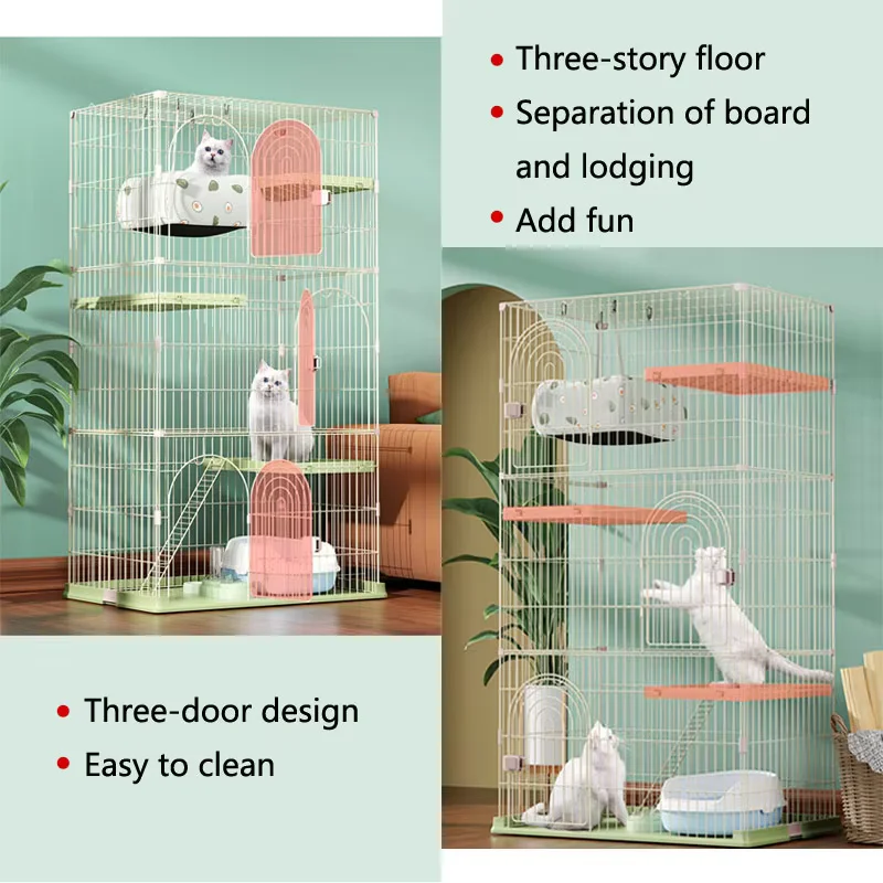 Wholesale Three-Layer Three-Door Cat Cage Stainless Steel Material Large Cat House Pet Cage