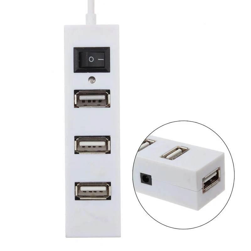 4-Port USB 2.0 Hub USB Multi Hub High Speed Data Transfer 4 in 1 USB Hub with switch