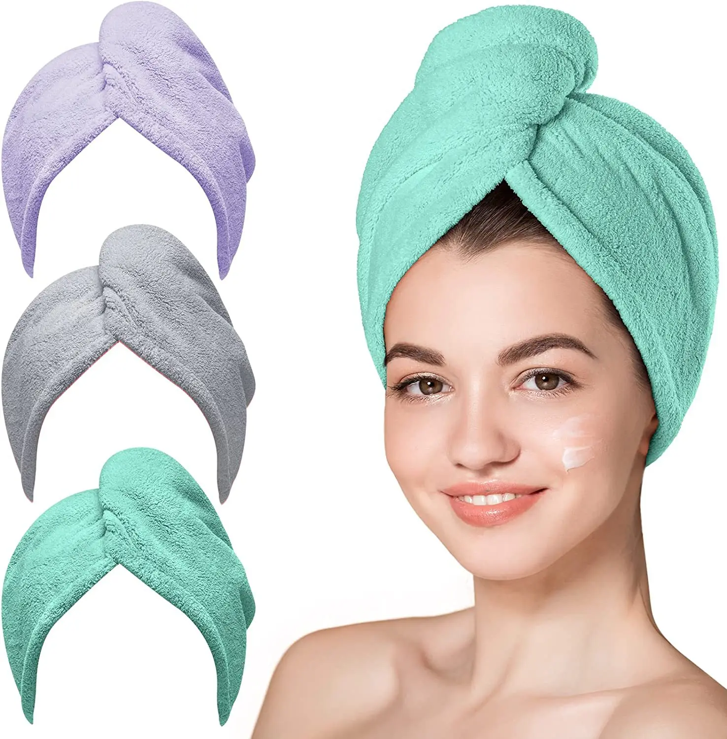 Wholesale hair turban towel quick dry absorption microfiber hair towel wrap