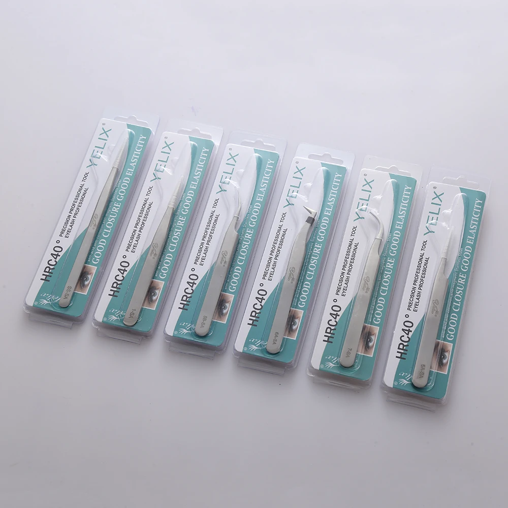 Yelix 6A-SA High Grade Eyelash Extension Lash Anti-static Tweezers Set Bulk Supplier for Eyelash Makeup Work
