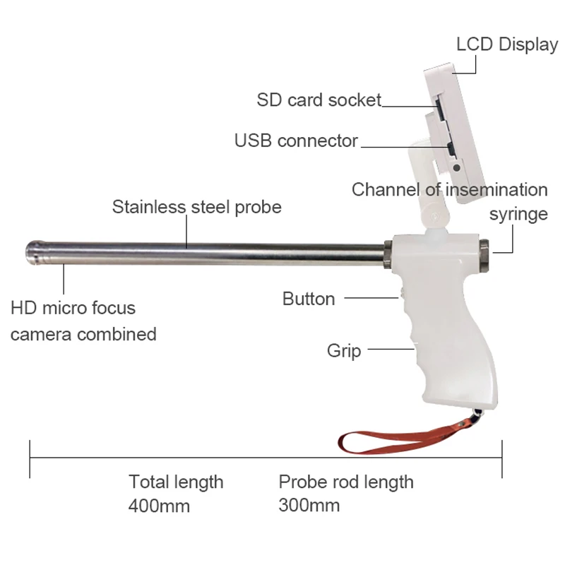 Endoscope Artificial Insemination Gun For Cattle Cow With Rotatable screen