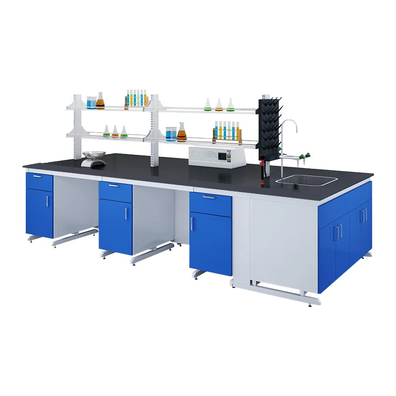 Factory Directly Sale High Quality Strong Acid And Alkali Resistant Steel Frame Lab Bench With Reagent Shelf