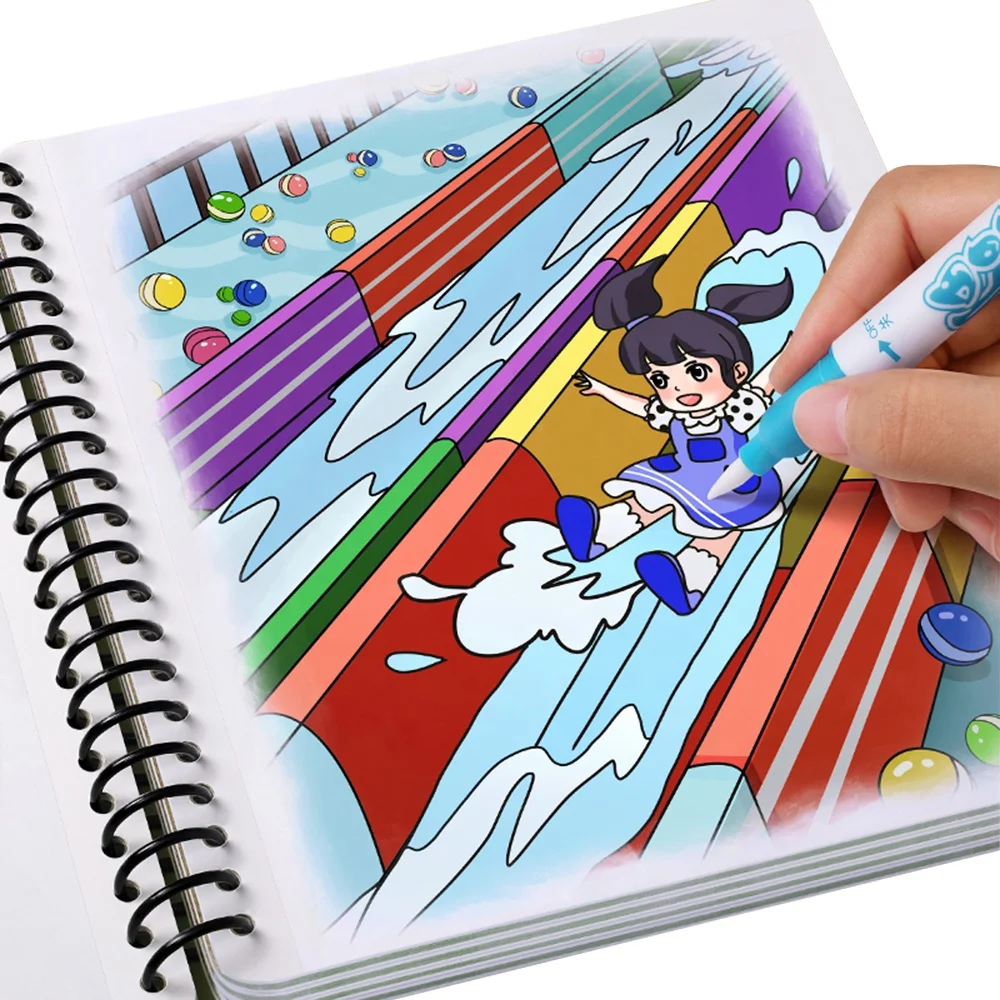 
Manufacturer good quality magic water drawing graffiti book writing doodle book with magic pen 