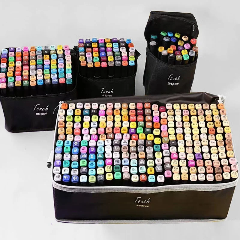 80pcs/set Color Bright Highlighters Dual Tip Acrylic Paint Brush Pen Sets Black Bag Package Marker Pen