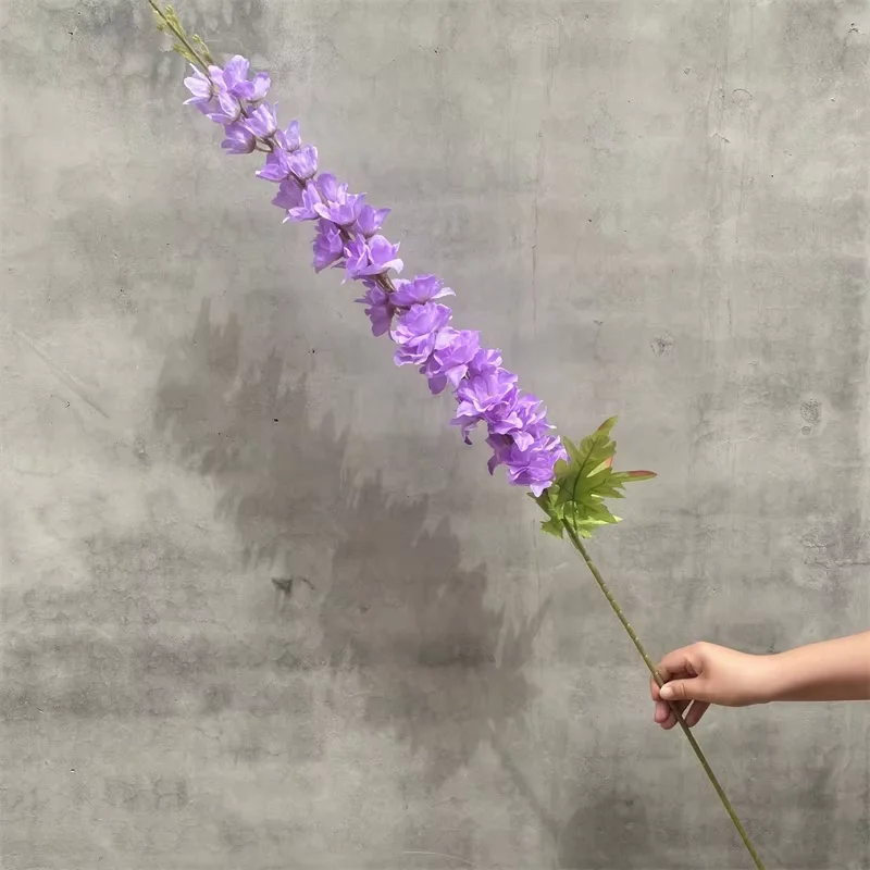 popular long stem artificial silk delphinium large pink purple silk delphinium ajacis flowers for wedding decorations