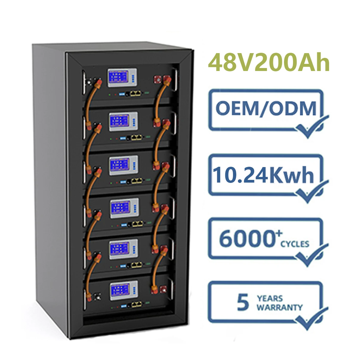6000 + циклов 10 кВтч Солнечный перезаряжаемый инверторный аккумулятор 16S1P 51 2 в а LiFePO4 литий-фосфатный 48 В Ач