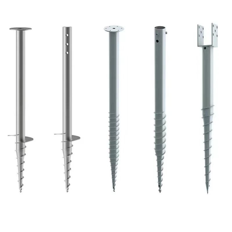 Spiral Mounting Component Metal Ground Spikes With Screw Anchor Solar Pile