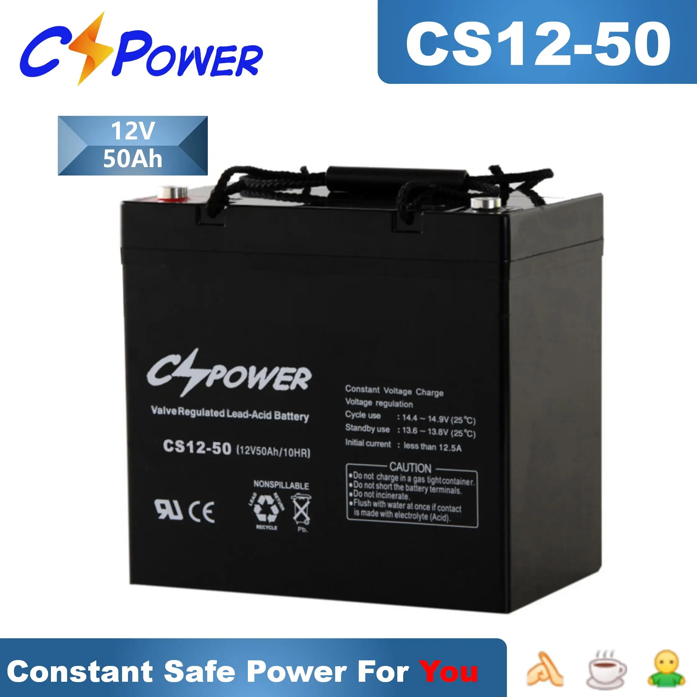 CSPower Top sale China manufacturer 12v 45ah agm solar battery CS12-45