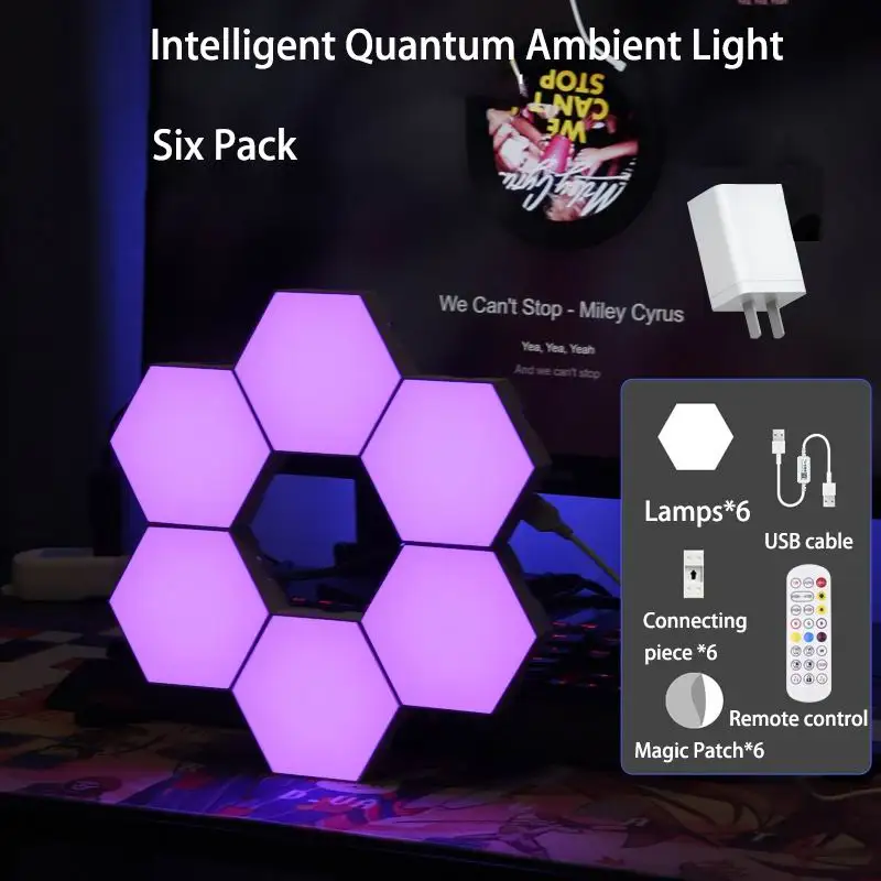 Modern Style Gaming Ambient LED Wall Light with Quantum Smart Backdrop Sound Control Sensor App Remote Acrylic Shade for Bedroom