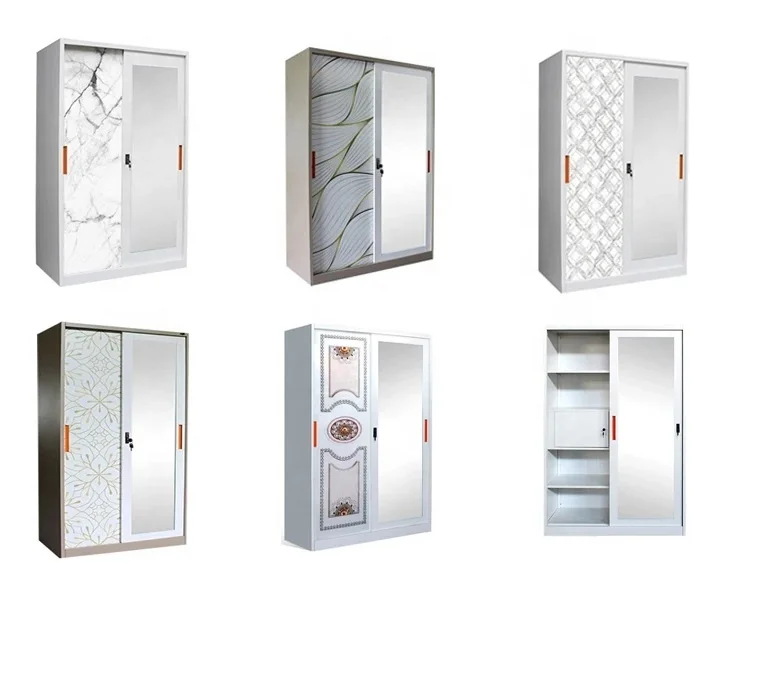 Indonesia 2/3/4 Doors Wardrobe Locker Bedroom Cupboard Metal Wardrobe Printing Wardrobe Closet Steel Almirah Cabinet