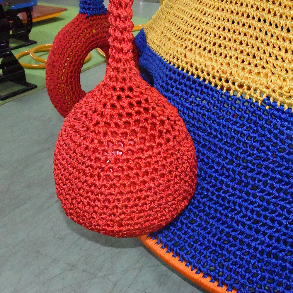 Amusement park equipment kids soft crochet rainbow climbing net small indoor playground