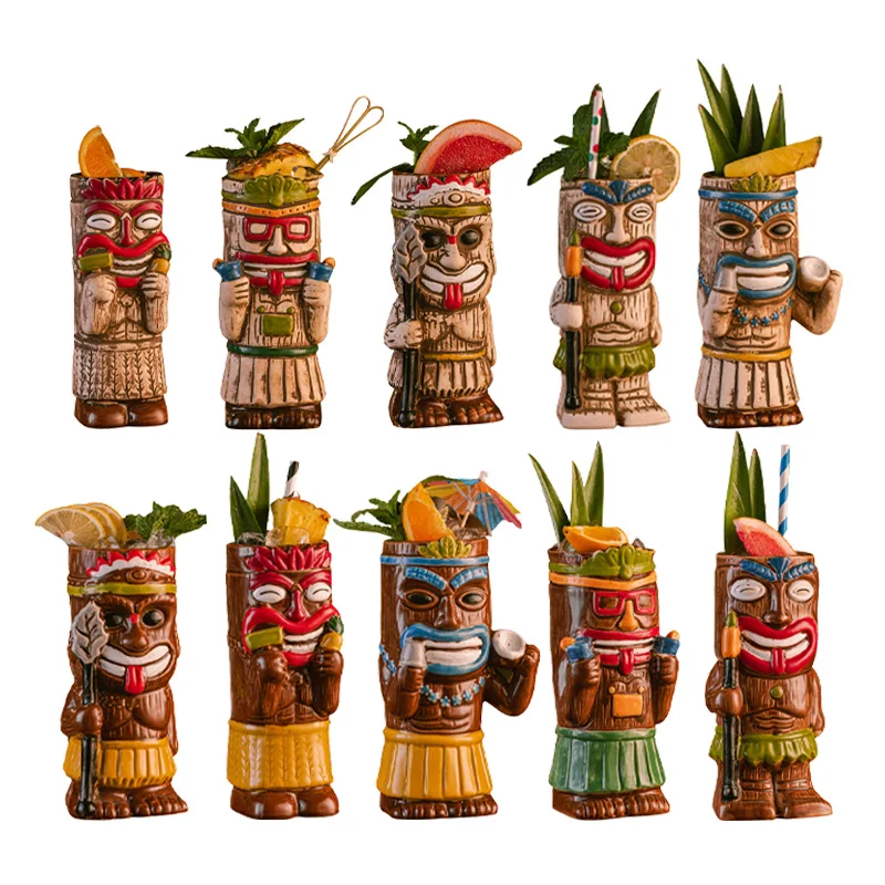 Wholesale Tiki Mug Handmade Custom Ceramic Tiki Mug  Creative Hawaii  Cocktail Cup Vazos Tikis for Party