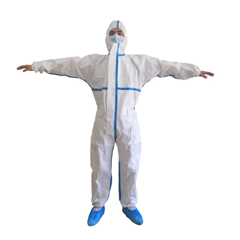 Guardwear Type 5 6 level 3 Hooded PPE Suit Medical Body Protection Clothing Waterproof Hazmat-suit Disposable Coverall