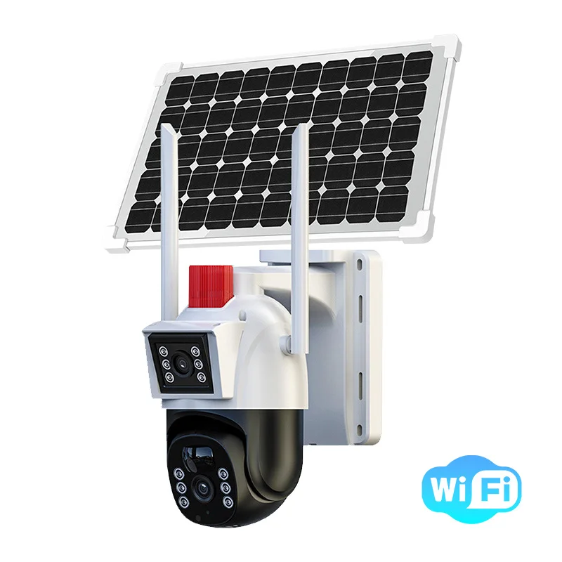 Factory sell 360° solar dual lens camera WiFi dual-lens Eseecloud app camera 6mp