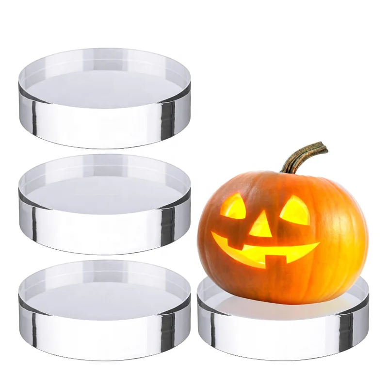 Edge Polished Custom Trophy Base Display Riser Acrylic Cylinder Stand Block For Cosmetics Collectibles