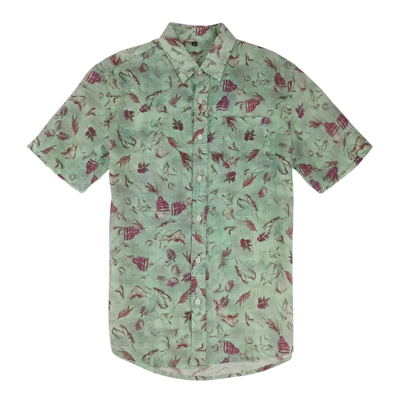 Mens Fashion Hawaiian Shirt Vintage Flora Printed Aloha Button Up Party Beach Shirt For Mens