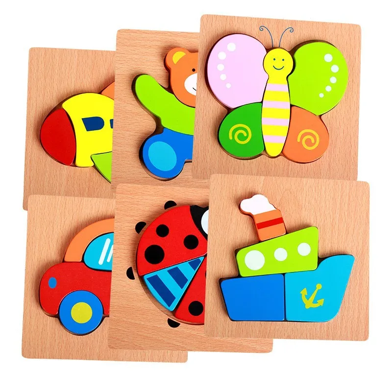 Best-selling Wood Wooden 3D Puzzle Jigsaw Toys early educational Montessori Wood Jigsaw Puzzle toys For Toddler Boys & Girls CE
