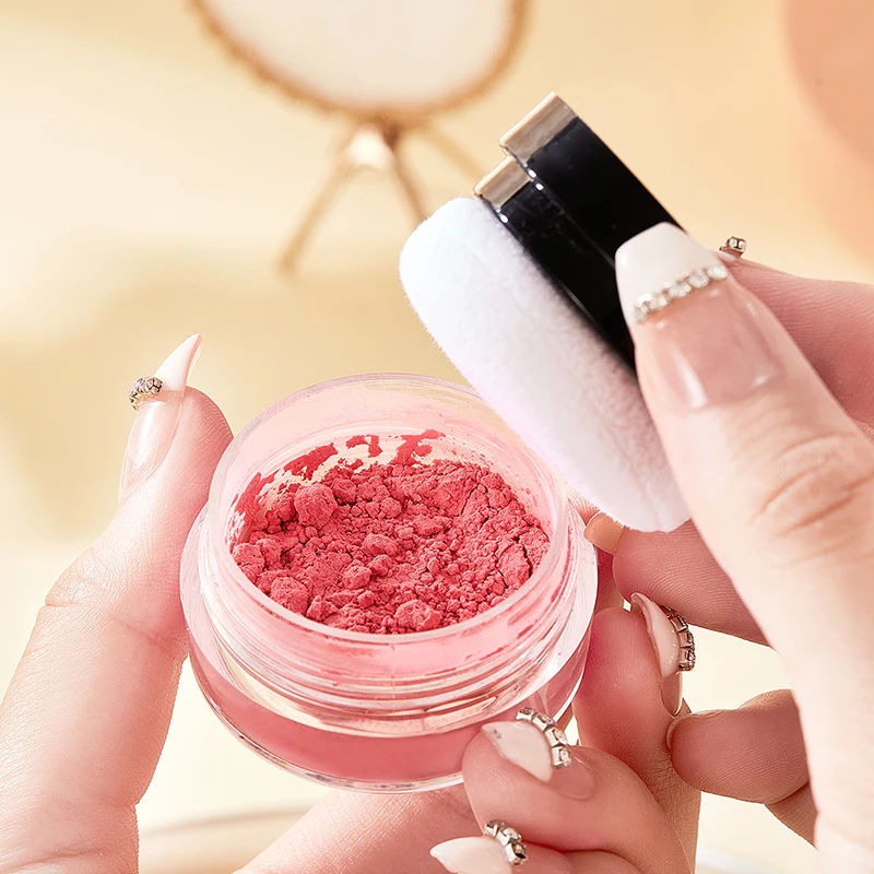 Private Label 4 Color Light Air Cushion Blush Mushroom Powder Puff Head Soft Fog Matte Powder Blusher for Lazy Novice