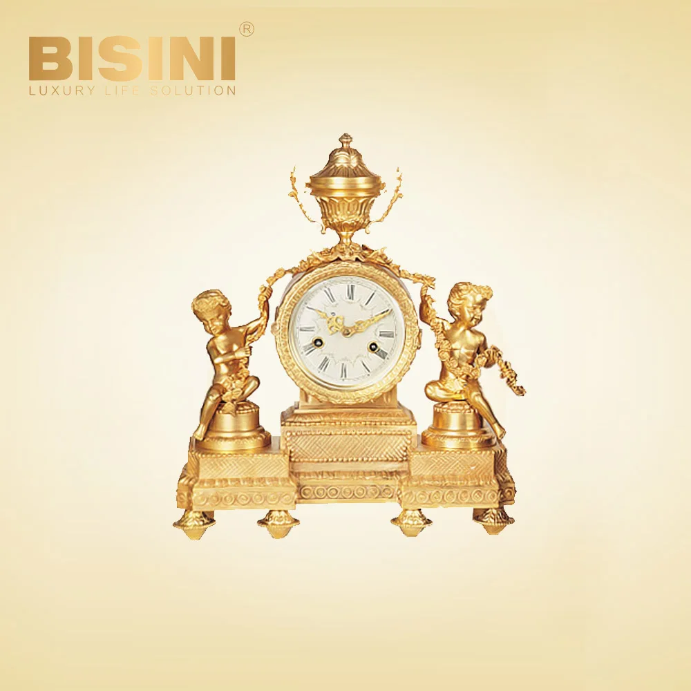 French luxury Style Gilding Trophies shape tower clock Classic Cast copper desk clock Exquisite ornaments table clock