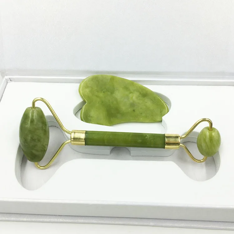 Jade Roller and Gua Sha Tools Set , Anti Aging  Quartz Roller Massager - 100% Real Natural Jade Roller for Face, Eye, Neck