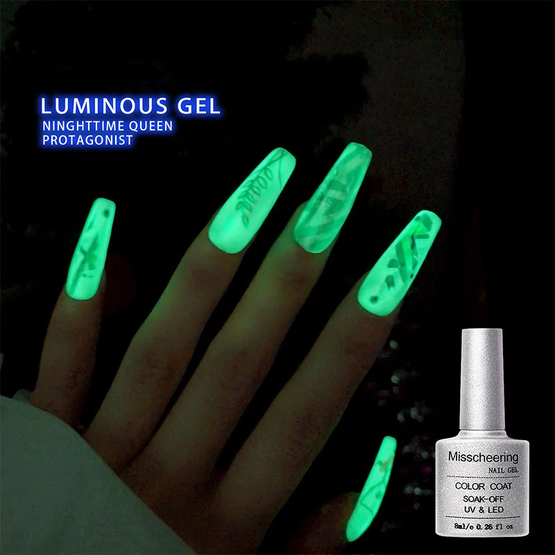 Misscheering new 8ml Eco-friendly UV LED Nail Varnish Luminous Top Coat for Manicure and Pedicure