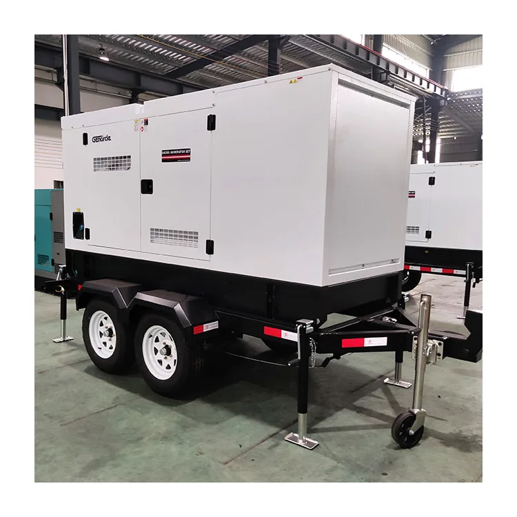 Portable silent diesel generator 20kw 30kw 50kw trailer type with two wheels for home/factory use/