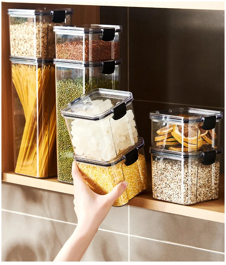 Sealed Lunch Box Refrigerator Food Storage Container Household Visible Lids Airtight Plastic Fruit Salad Bento Box for Kitchen