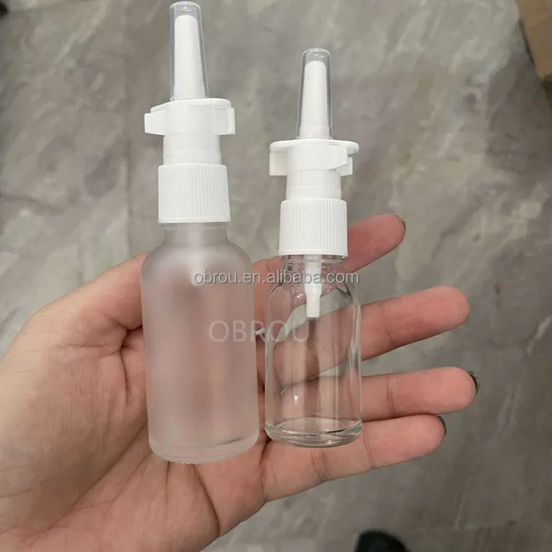 nose nozzle medical bottle 5ml 10ml 15ml 20ml 30ml 50ml 100ml glass bottles with white plastic fine mist nasal spray bottle