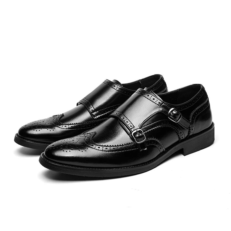 Туфли-оксфорды мужские из натуральной кожи, заостренный носок, ремешок с пряжкой, формальные лоферы, большие размеры 48